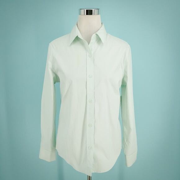 Athleta Size Small S Mint Green Midtown Collared Button Long Sleeve Top NEW - Picture 1 of 7